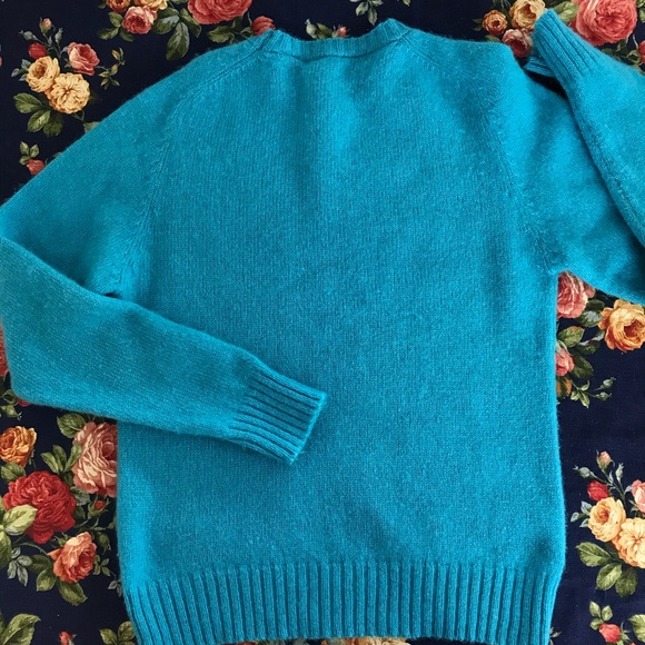 True Vintage Turquoise Blue Wool Blend Sweater - Picture 6 of 7